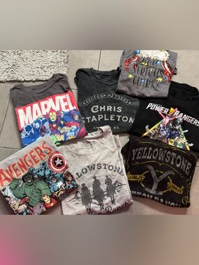 Mixed Graphic Tee Bundle - Marvel, Avengers, Power Rangers, Yellowstone